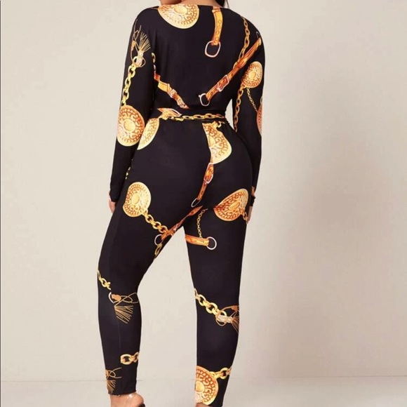 Chain print Jumpsuit with belt - Picture 3 of 4